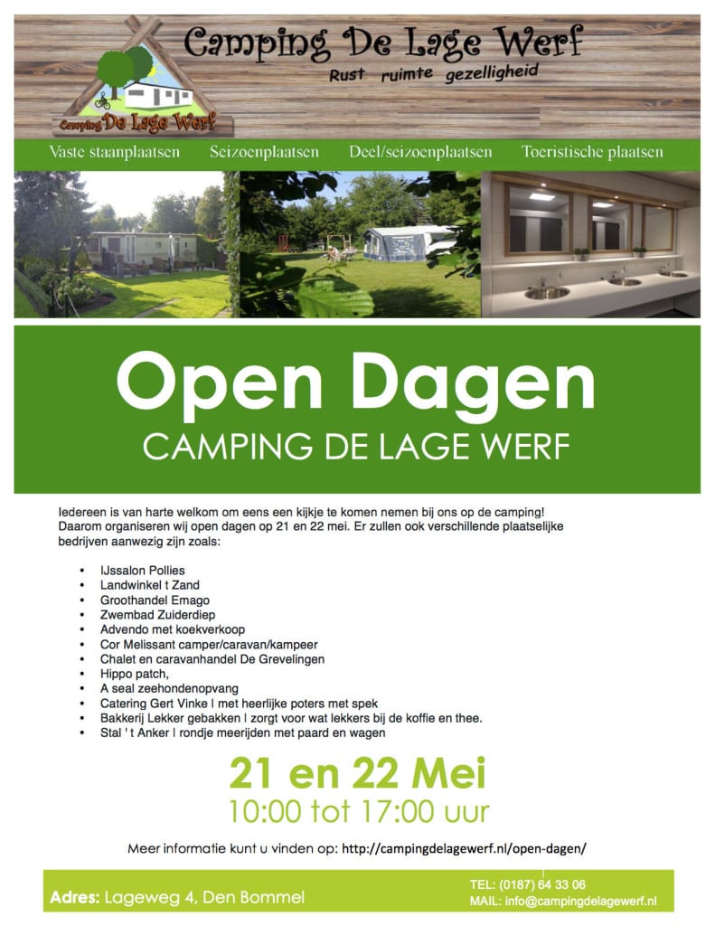 Open Dagen - Camping de Lage Werf - 21 & 22 mei 2016