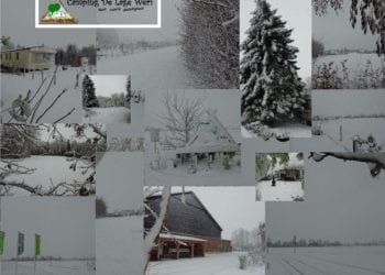 Sneeuw op Camping De Lage Werf.