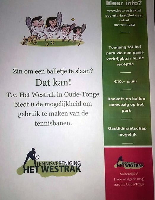 Nieuw bij ons! Tennissen op Het Westrak