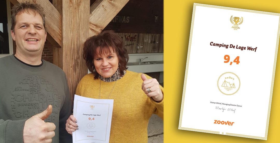 Camping De Lage Werf wint 3 jaar op rij een Gouden Zoover Award!