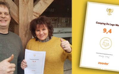 Camping De Lage Werf wint 3 jaar op rij een Gouden Zoover Award!